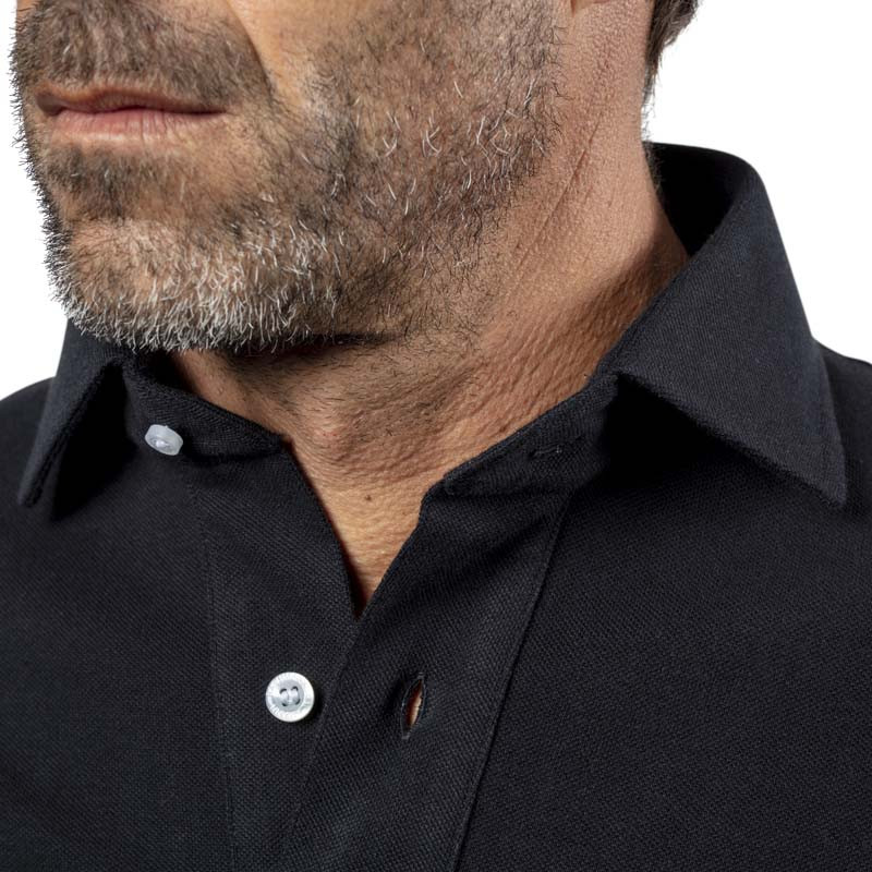 ELEGANCE BLACK LONG SLEEVES POLO SHIRT WITH GREY ELBOW PADS
