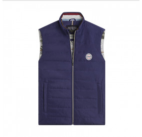 NAVY CARDIGAN WITH BLUE WHITE RED COLLAR