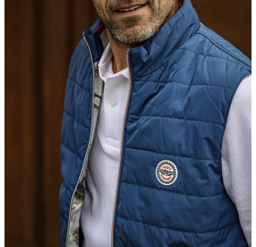 NAVY CARDIGAN WITH BLUE WHITE RED COLLAR