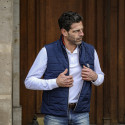 NAVY CARDIGAN WITH BLUE WHITE RED COLLAR