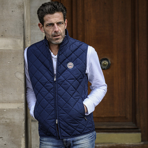 NAVY PILOT QUILTED CARDIGAN