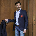 NAVY JACKET WITH RED PATCH