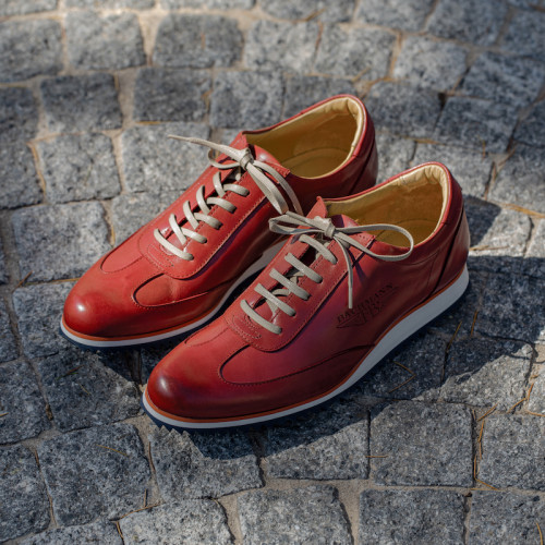 SNEAKERS CUIR ROUGE HOMME