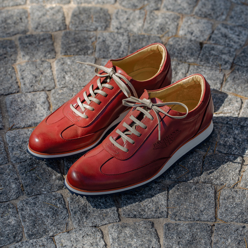 basket cuir rouge femme