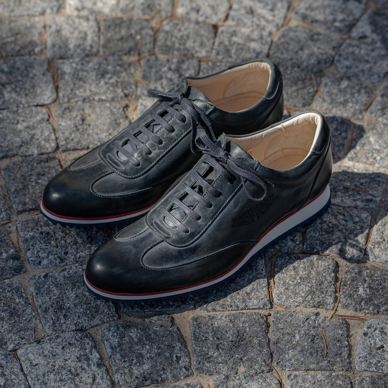 BLUE PETROL LEATHER SNEAKERS FOR MAN
