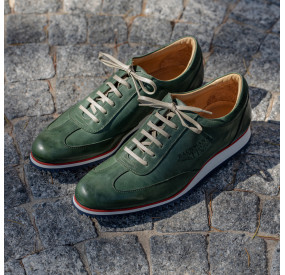 DARK GREEN LEATHER SNEAKERS