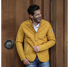 NAVY DRIVER QUILTED JACKET WITH BADGED