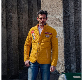 YELLOW DRIVER QUILTED JACKET WITH BADGED