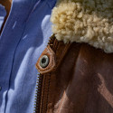 BROWN LEATHER AVIATOR JACKET WITH BADGES