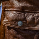 BROWN LEATHER AVIATOR JACKET WITH BADGES