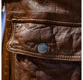 BLOUSON AVIATEUR MARRON AVEC ECUSSONS