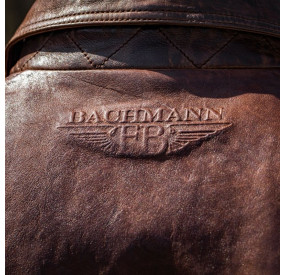 BROWN LEATHER AVIATOR JACKET WITH BADGES