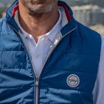 MIAMI BLUE CARDIGAN WITH BLUE WHITE RED COLLAR
