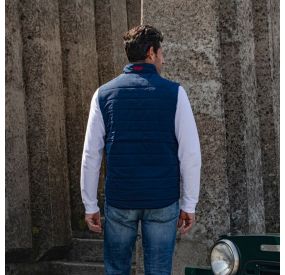 NAVY CARDIGAN WITH BLUE WHITE RED COLLAR