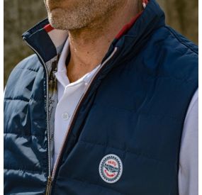 NAVY CARDIGAN WITH BLUE WHITE RED COLLAR