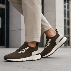SNEAKERS TISSÉS BACHMANN MARRON - HOMME